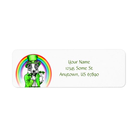 Border Collie Patrick's Day Labels (Voorkant)