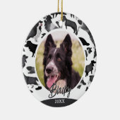 Border Collie Patroon Hond Naam Foto Kerstmis Keramisch Ornament (Rechts)