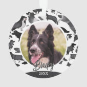 Border Collie Patroon Hond Naam Foto Kerstmis Ornament (achterkant)