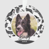 Border Collie Patroon Hond Naam Foto Kerstmis Ornament (voorkant)