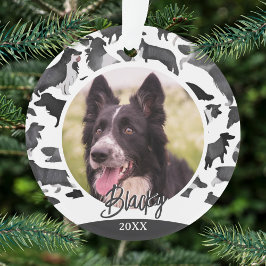 Border Collie Patroon Hond Naam Foto Kerstmis Ornament