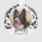Border Collie Patroon Naam Foto 1e Kerstmis Ornament (voorkant)