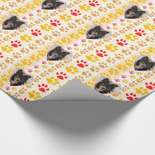 Border Collie Paw Print Love Heart Cadeaupapier (Hoek)