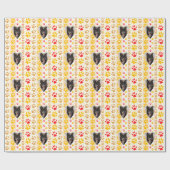 Border Collie Paw Print Love Heart Cadeaupapier (Vlak)