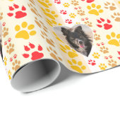 Border Collie Paw Print Love Heart Cadeaupapier (Rol Hoek)