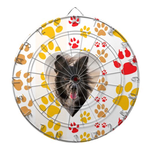 Border Collie Paw Print Love Heart Dartbord (Voorkant)