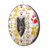 Border Collie Paw Print Love Heart Dartbord (Voorkant Rechts)