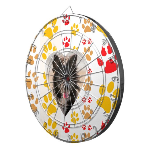 Border Collie Paw Print Love Heart Dartbord (Voorkant Rechts)