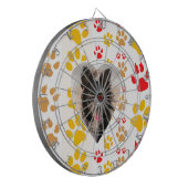 Border Collie Paw Print Love Heart Dartbord (Voorkant Links)