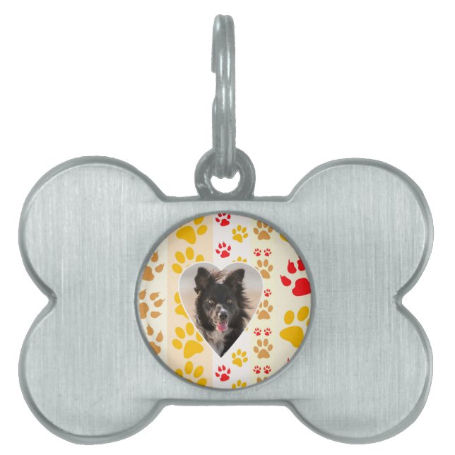 Border Collie Paw Print Love Heart Huisdieren Naamplaatje (voorkant)