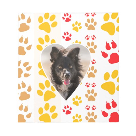 Border Collie Paw Print Love Heart Notitieblok (Voorkant)