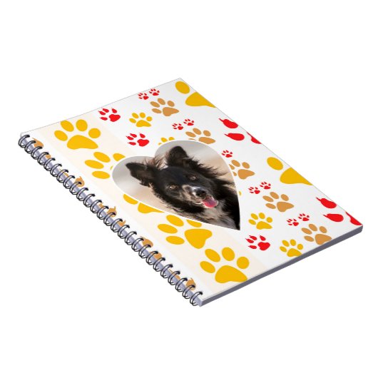 Border Collie Paw Print Love Heart Notitieboek (Rechterzijde)
