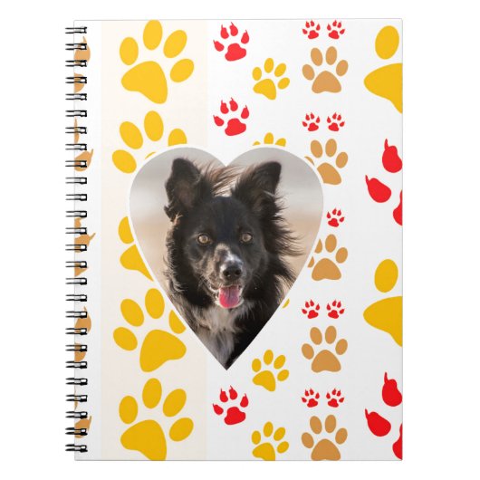 Border Collie Paw Print Love Heart Notitieboek (Voorkant)