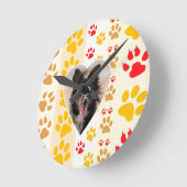 Border Collie Paw Print Love Heart Ronde Klok (Hoek)