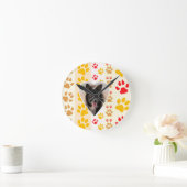 Border Collie Paw Print Love Heart Ronde Klok (Huis)