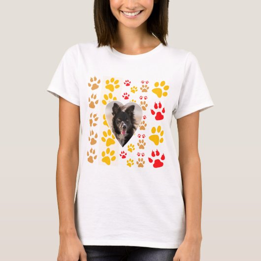 Border Collie Paw Print Love Heart T-shirt (Voorkant)