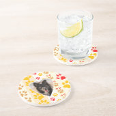 Border Collie Paw Print Love Heart Zandsteen Onderzetter (Zijkant)