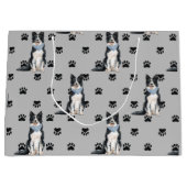 Border Collie Paw Print Patroon Groot Cadeauzakje (Voorkant)