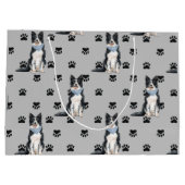 Border Collie Paw Print Patroon Groot Cadeauzakje (Achterkant)