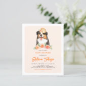 Border Collie Peach Floral Baby shower Uitnodiging (Staand voorkant)