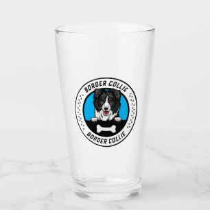 Border Collie Peeking Illustration Badge Glas