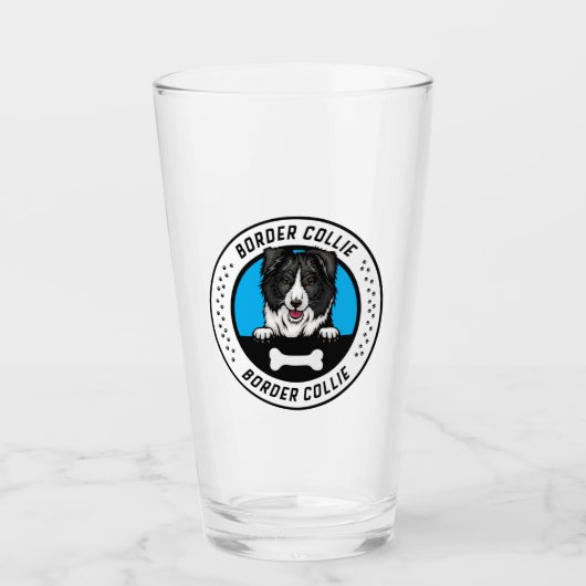 Border Collie Peeking Illustration Badge Glas (Voorkant)