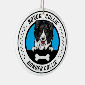 Border Collie Peeking Illustration Badge Keramisch Ornament (Rechts)