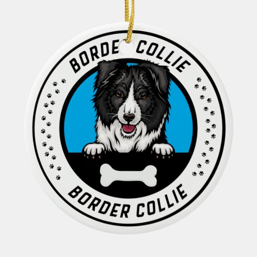 Border Collie Peeking Illustration Badge Keramisch Ornament (Voorkant)