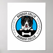 Border Collie Peeking Illustration Badge Poster (Voorkant)