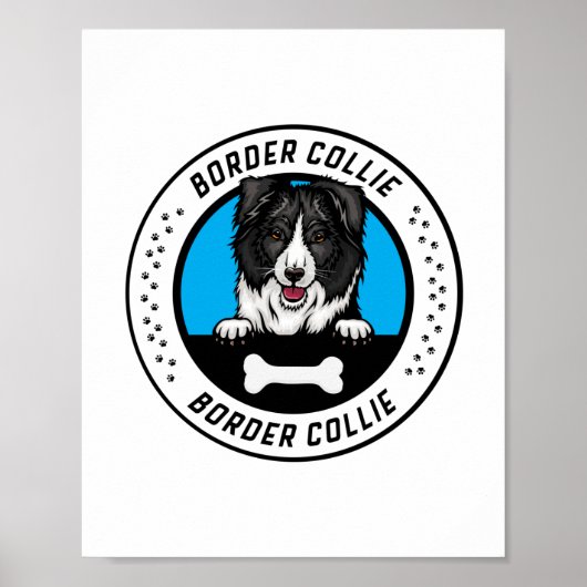 Border Collie Peeking Illustration Badge Poster (Voorkant)