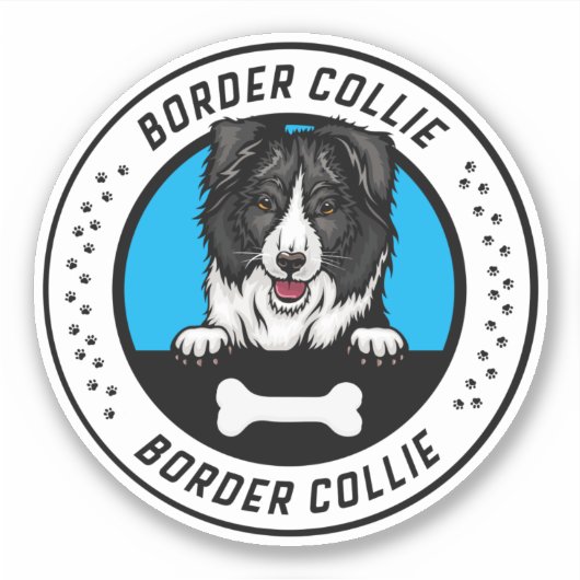 Border Collie Peeking Illustration Badge Sticker (Voorkant)
