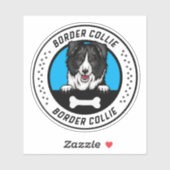 Border Collie Peeking Illustration Badge Sticker (Vel)