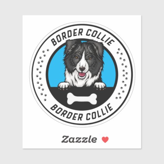 Border Collie Peeking Illustration Badge Sticker (Vel)