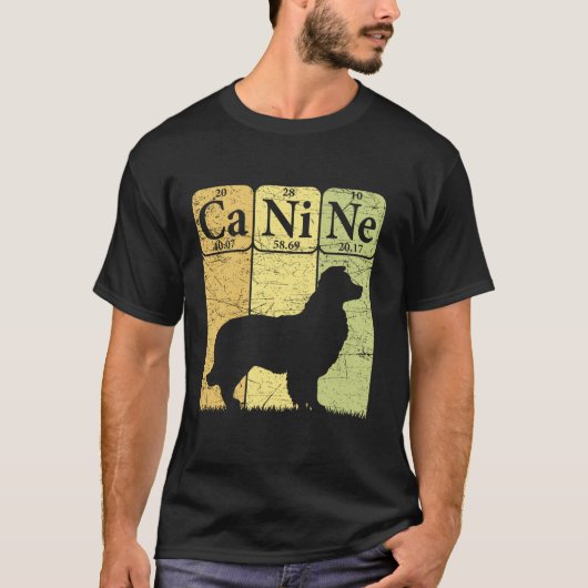 border collie periodieke tabelelementen Hondenlief T-shirt (Voorkant)