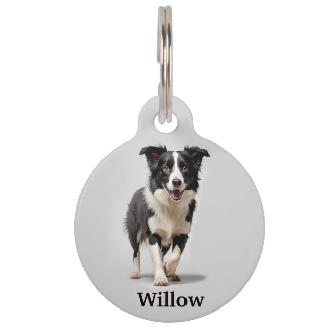 Border Collie Personaliseer Huisdierpenning (Voorkant)