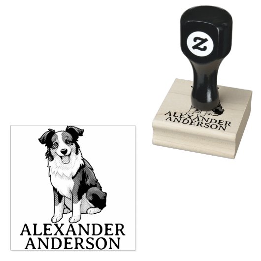 Border Collie personaliseren Rubberstempel (Gestempeld)