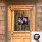 Border Collie Pet Dog Faux Glas in lood Raamsticker (Huis Deur)