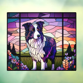 Border Collie Pet Dog Faux Glas in lood Raamsticker (Vel 3)