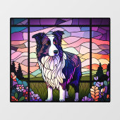 Border Collie Pet Dog Faux Glas in lood Raamsticker (Vel)