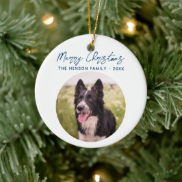 Border Collie Photo Family Merry Kerstry Keramisch Ornament