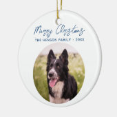 Border Collie Photo Family Merry Kerstry Keramisch Ornament (Links)