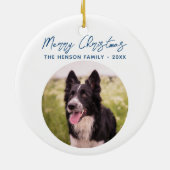 Border Collie Photo Family Merry Kerstry Keramisch Ornament (Achterkant)