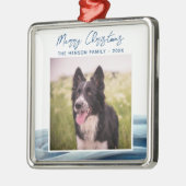 Border Collie Photo Winter Snow Merry Kerstmis Metalen Ornament (Links)
