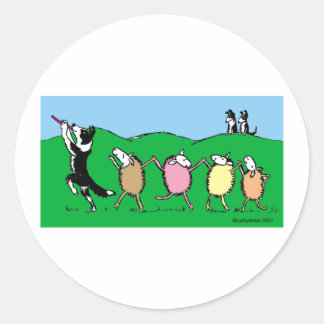 Border Collie Pied Piper Ronde Sticker
