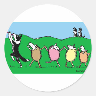 Border Collie Pied Piper Ronde Sticker
