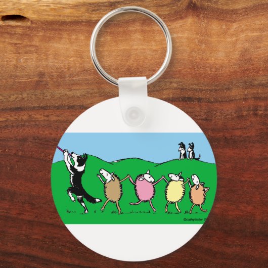 Border Collie Pied Piper Sleutelhanger (Voorkant)