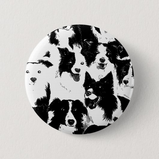 Border Collie Pin Ronde Button 5,7 Cm (Voorkant)