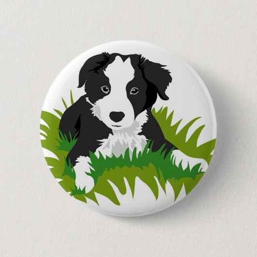 Border Collie Pin Ronde Button 5,7 Cm (Voorkant)