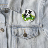 Border Collie Pin Ronde Button 5,7 Cm (In situ)
