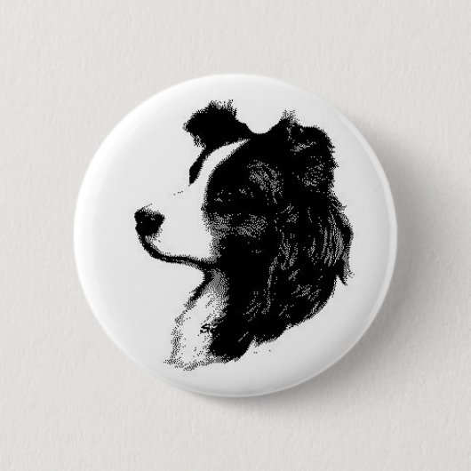 Border Collie Pin Ronde Button 5,7 Cm (Voorkant)